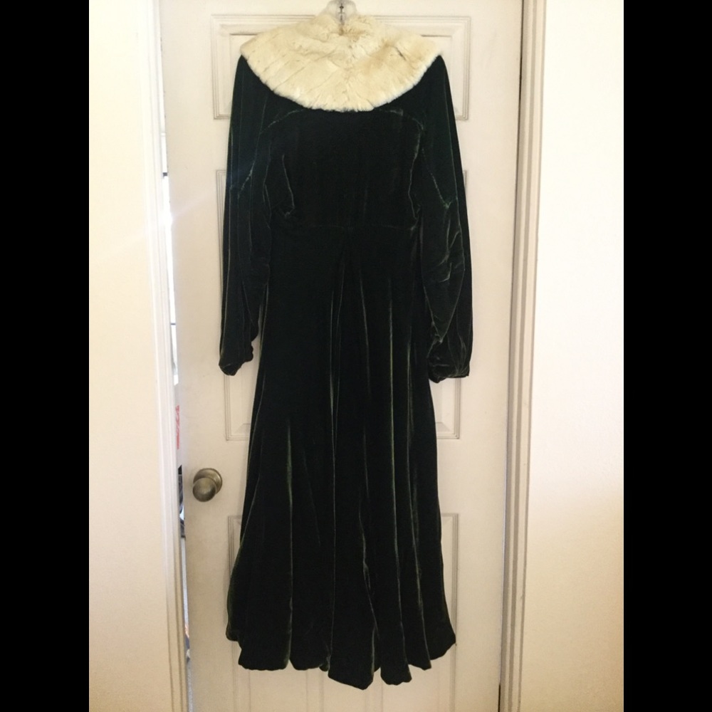 Antique Victorian fur collar green velvet silk coat vintage jacket Edwardian - Picture 12 of 16